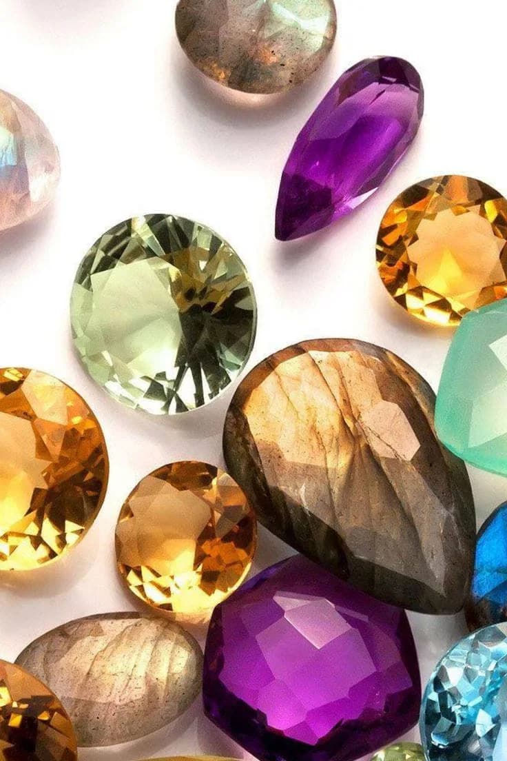 A colourful collection of polished gemstones